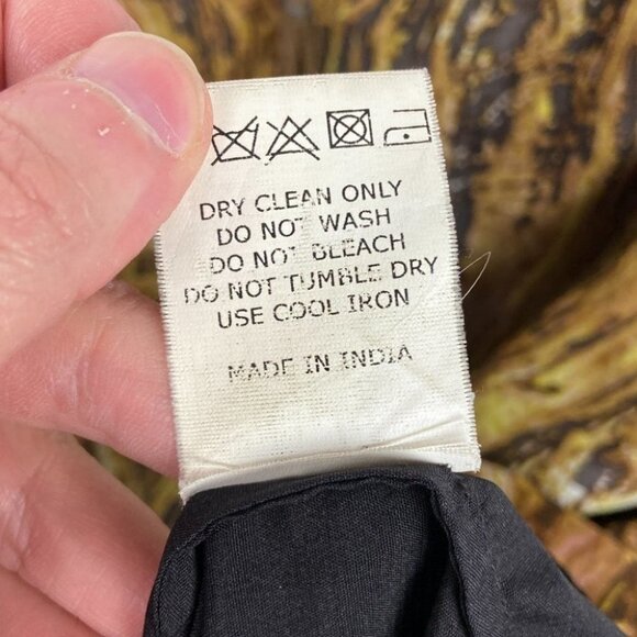 ANTHROPOLOGIE Love Sam Silk and Leather Bohemian Printed Brown Yellow Black S - Picture 6 of 14